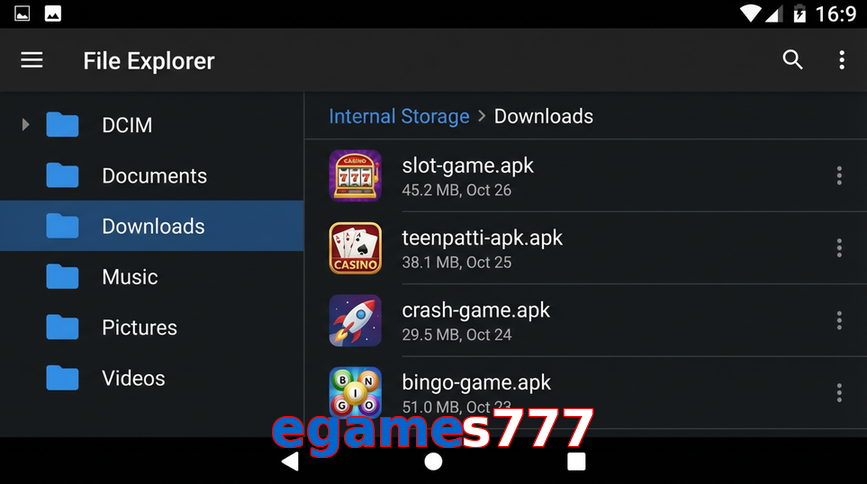 Main screen of Egames777 gameapk page for PK players